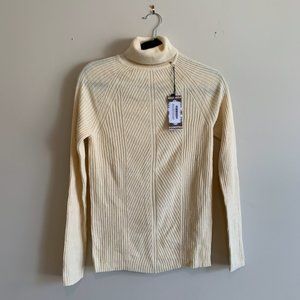 Cream Rib Knit Turtleneck / Highneck Sweater